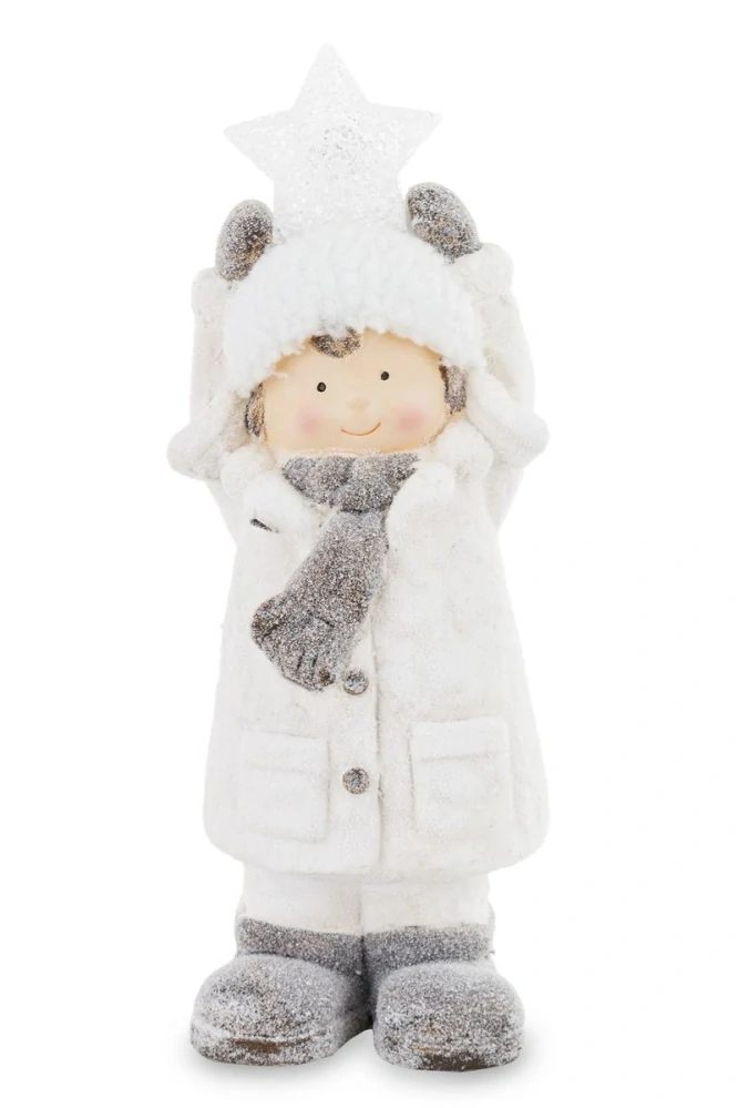 Figurka zimního dítěte s LED hvězdou- 38 cm