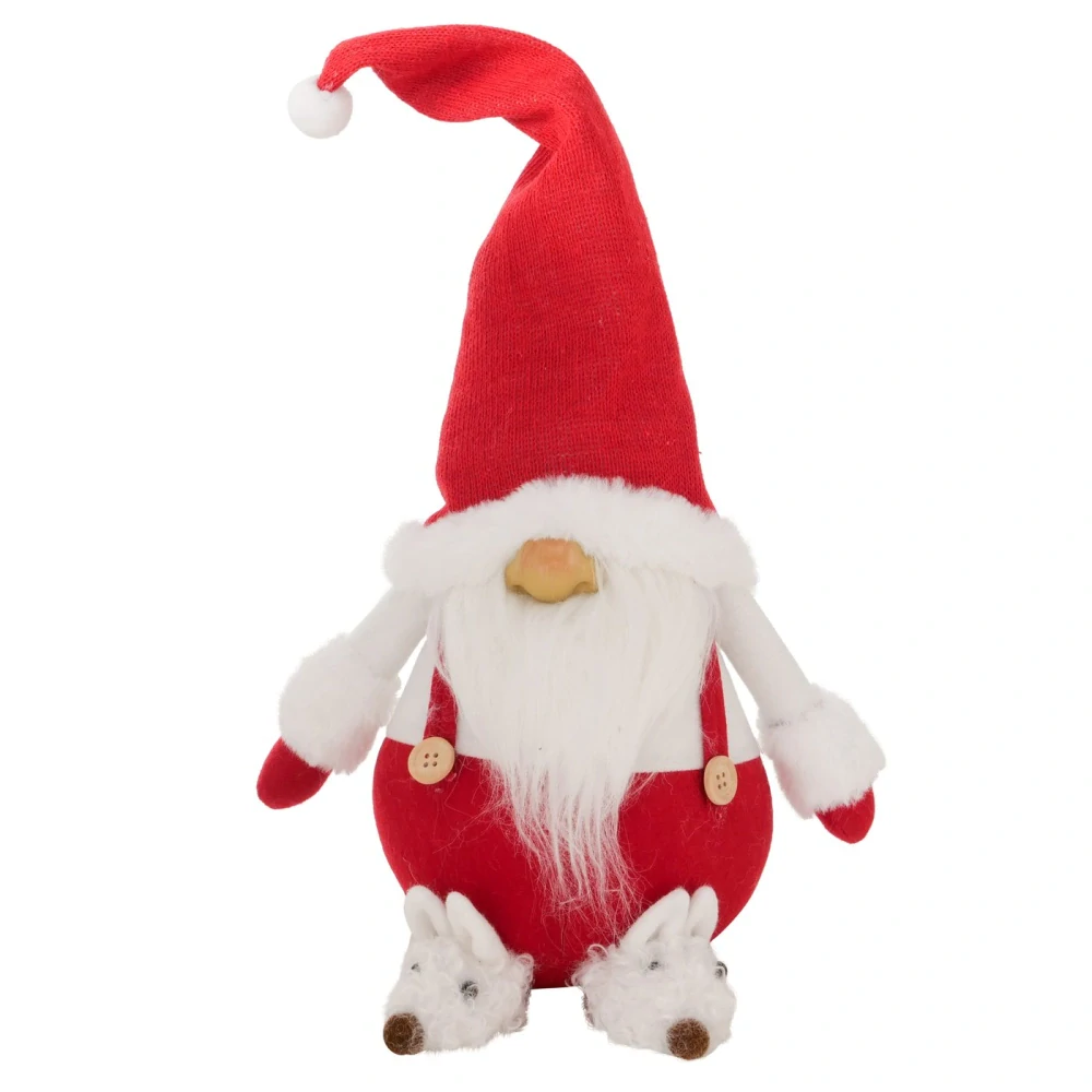Vánoční plyšový skřítek v červených kalhotách a čepici- 50 cm