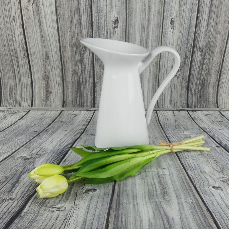 Umělé tulipány latexové krémovo- zelené, svazek 5 ks