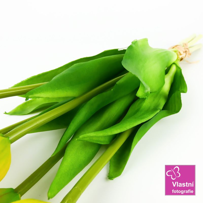 Umělé tulipány latexové žluté, svazek 5 ks