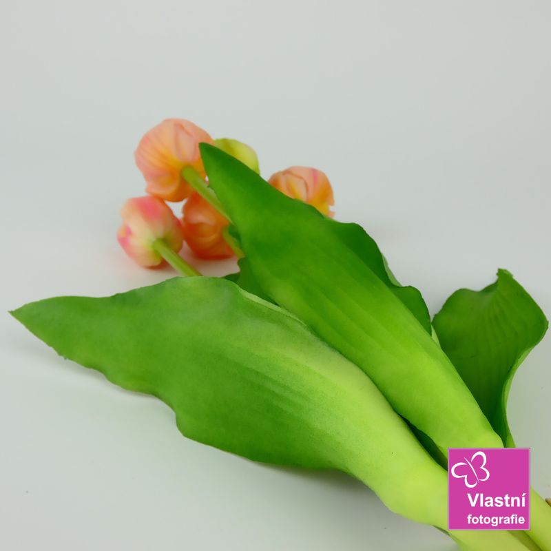Umělé tulipány latexové růžové, svazek 5 ks
