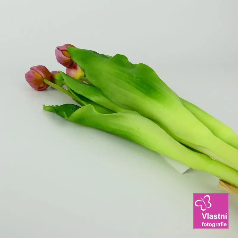 Umělé tulipány latexové světle fialové, svazek 5 ks
