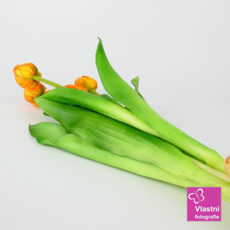 Umělé tulipány latexové oranžové, svazek 5 ks