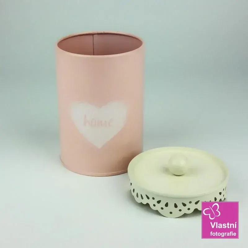 Plechová dóza růžová- Home 16 cm
