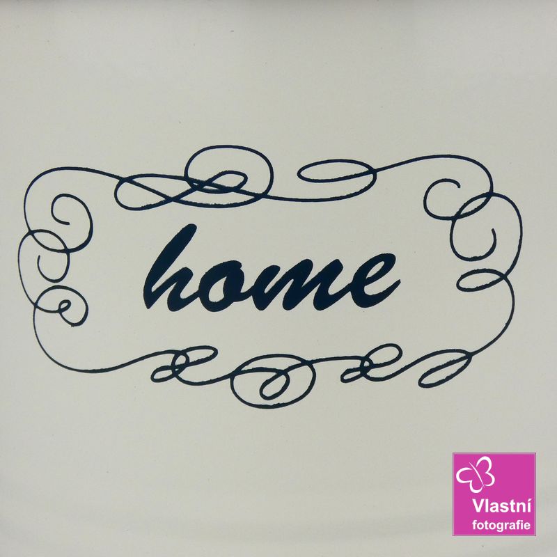 Plechová dóza bílá Home, zelené- mint víčko 17 cm