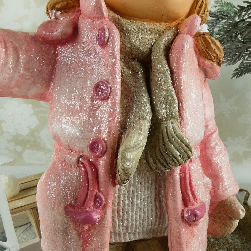 Vánoční figurka dítěte- velká holka v růžovém kabátku s lucernou, 48 cm