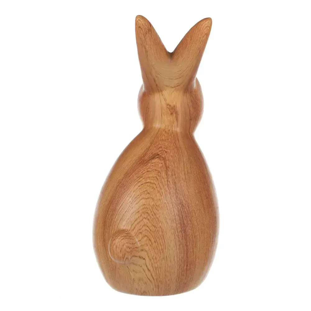 Dekorační keramický zajíček v dekoru dřeva- 19 cm