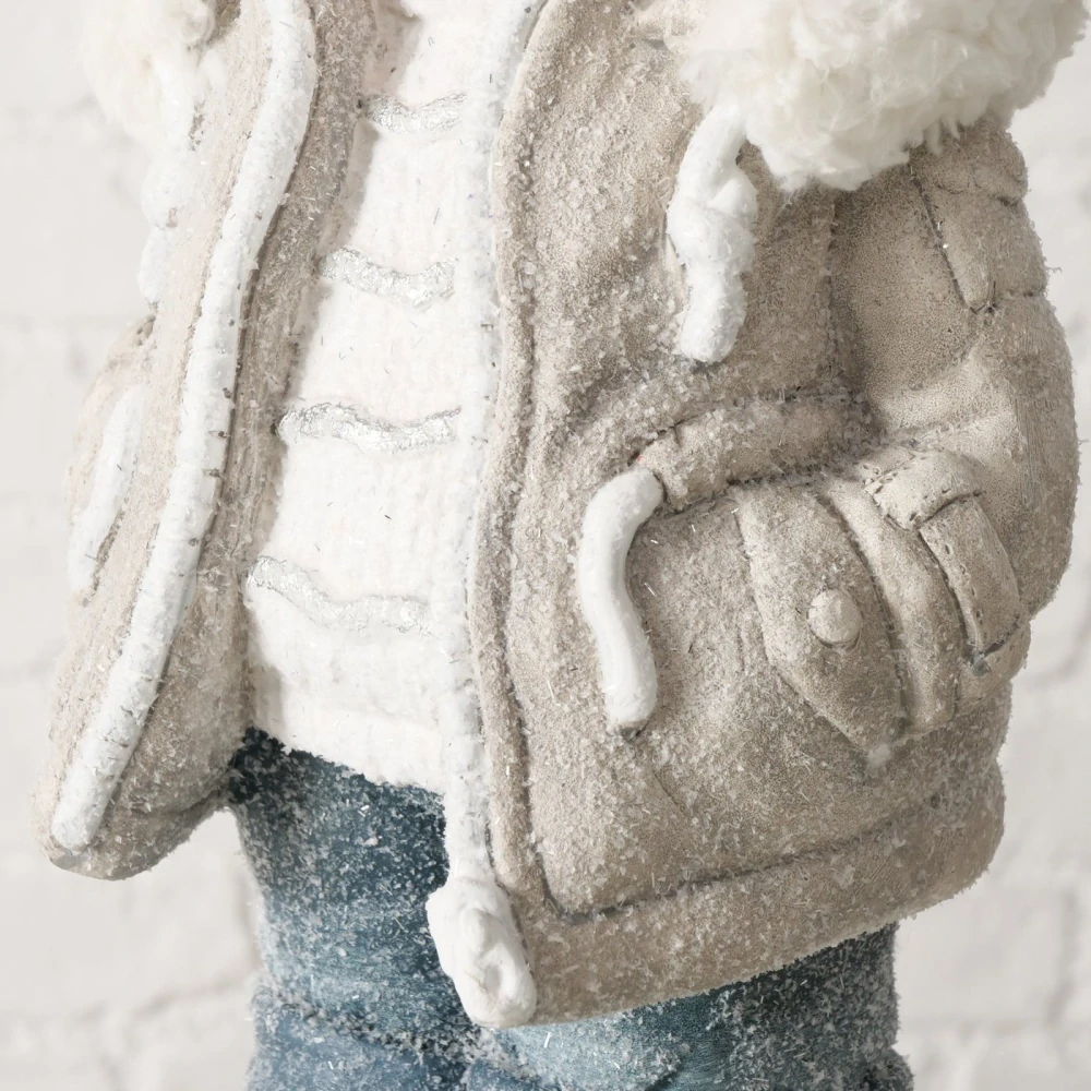 Figurka- zimní dítě- kluk v beranici 39 cm