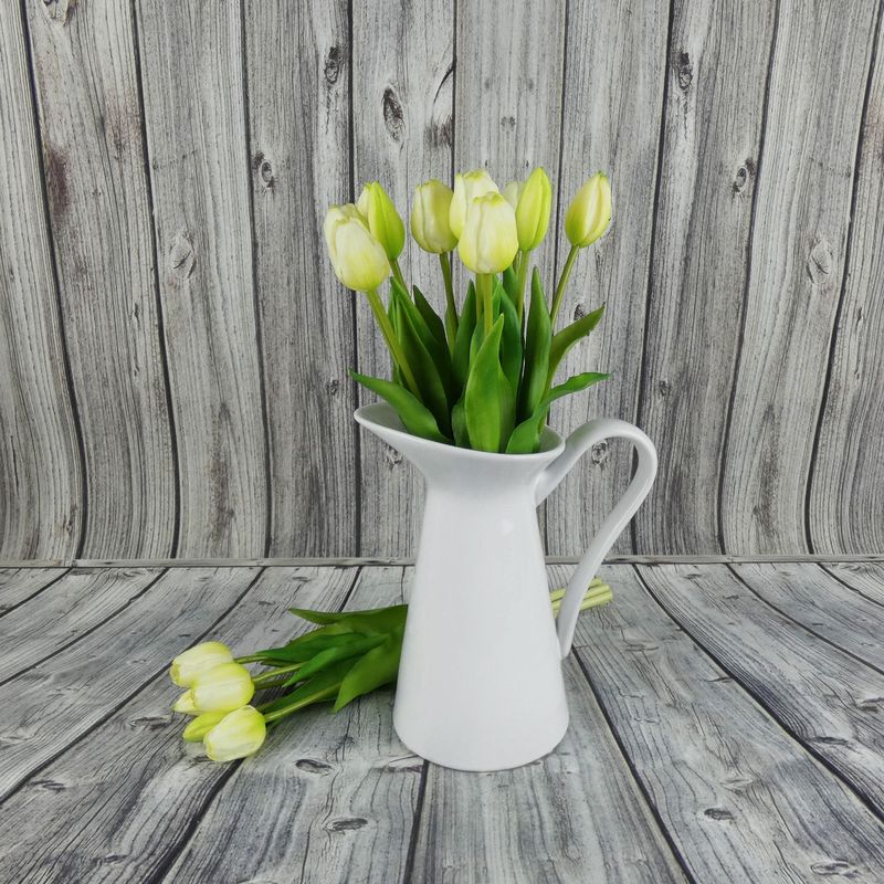 Umělé tulipány latexové krémovo- zelené, svazek 5 ks