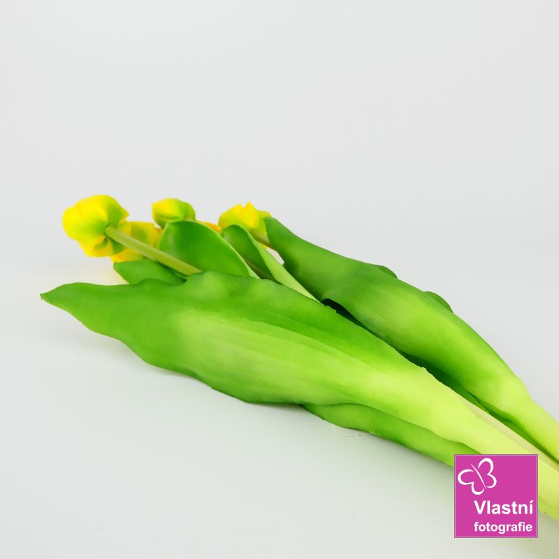 Umělé tulipány latexové žluté, svazek 5 ks