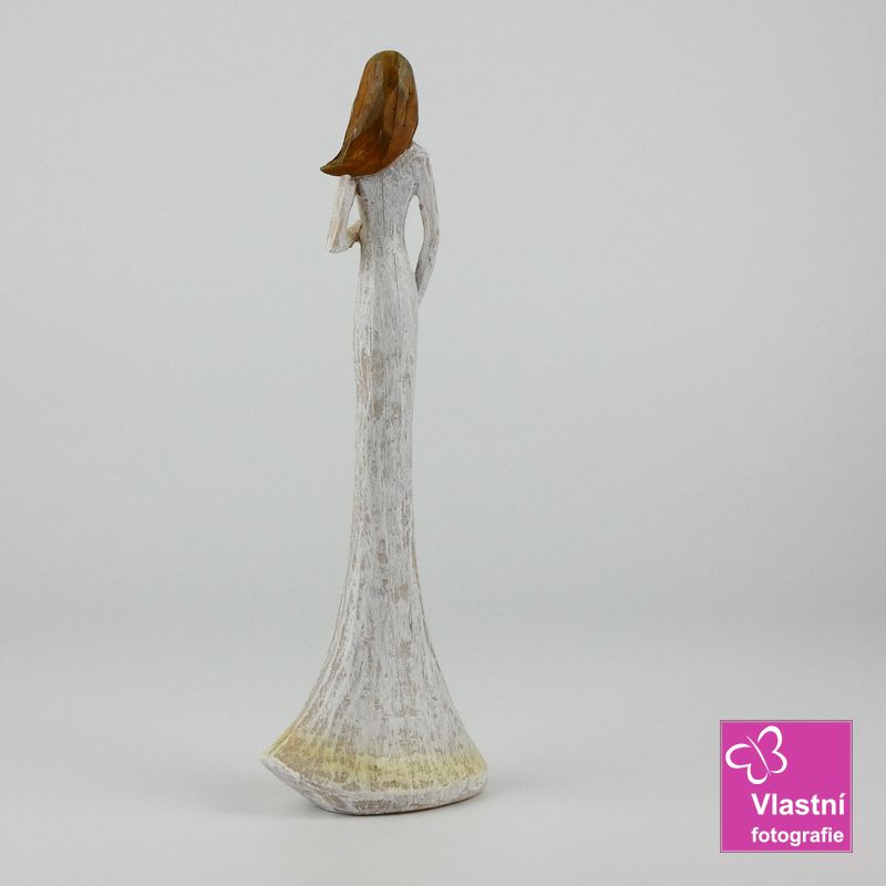 Soška- dáma v krémových šatech s květinami- 24 cm