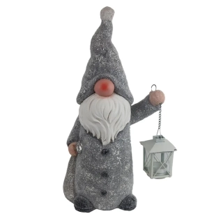 Dekorační keramický skřítek šedý- 46 cm