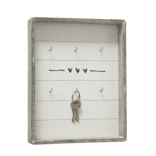 Dřevěný věšák na klíče se šesti háčky- 30 cm