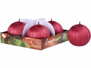 Adventní svíčky- tvar koule- červené drápané- 6 cm- 4 ks