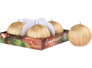 Adventní svíčky- tvar koule- zlaté drápané- 6 cm- 4 ks