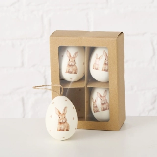 Velikonoční dekorační vajíčka s motivem zajíčků- 6 cm, sada 4 ks