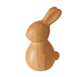 Keramický zajíček v dekoru dřeva- světle hnědý, 17,6 cm