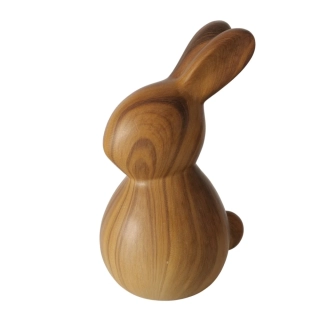 Keramický zajíček v dekoru dřeva- tmavě hnědý, 17,6 cm