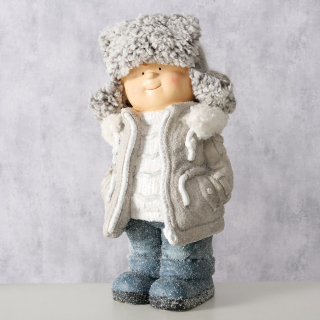 Figurka- zimní dítě- kluk v beranici 39 cm